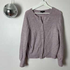 💜 J. CREW super soft yarn ribbed stretchy heather purple cardigan sweater M 💜